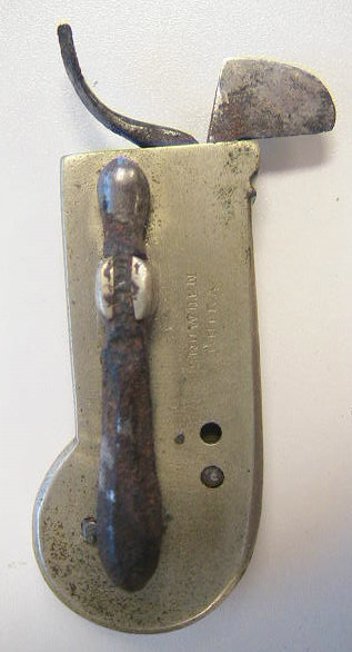 White metal bar release spring lancet marked Snowden.  This would indicate that the piece was either made before his collaboration with Wiegand in 1824 or after the two split in 1855.