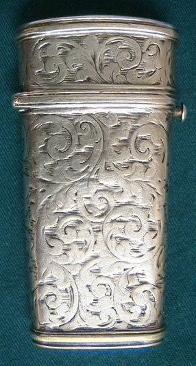 Beautiful silver lancet case  fully hallmarked for Birmingham 1841 with a young Victoria head and the maker’s mark: J.W. for Joseph Wilmore. The top of the lid has a cartouche, which is engraved  ‘H.C.M. Stead’. 
